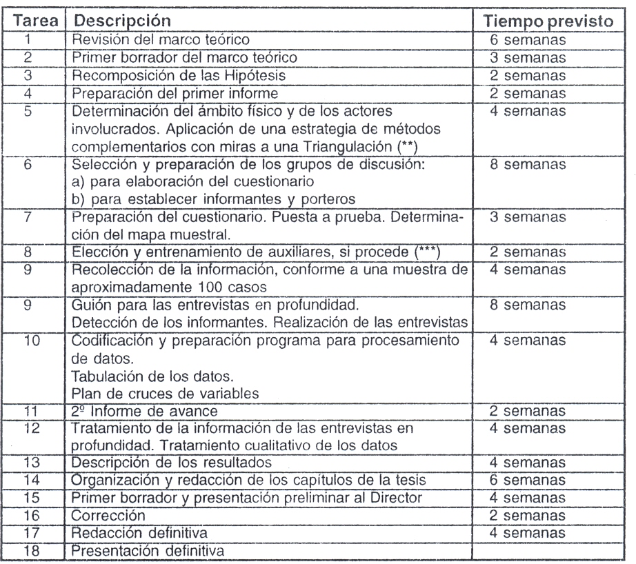 Ejemplo De Cronograma De Un Proyecto De Investigacion